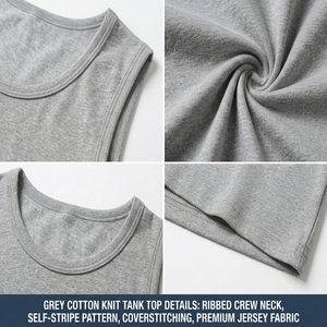 Mens Knitted Cotton Breathable Casual Gym Tank Top Moisture Absorbent Vest Summer Fitness Wear - Product Image 6