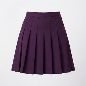 Minifalda plisada para mujer, color sólido, cintura regular, tejido de punto, para todas las estaciones - Product Image 1