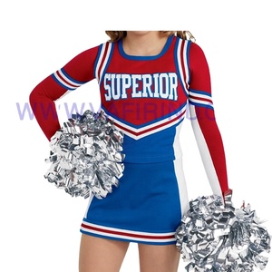 China Wholesale Girls' Custom <b>Logo</b> Cheerleading Uniform Sets Cotton Short Sleeves Spandex Polyester Nylon Made Durable Latex - Product Image 1