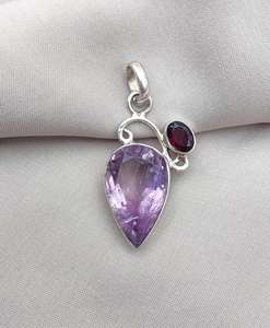 Pendentif Améthyste Grenat en Argent Sterling 925, Bijou Fait Main pour Femme et Homme, Collier Unique en Pierre Précieuse, Cadeau Élégant - Product Image 4