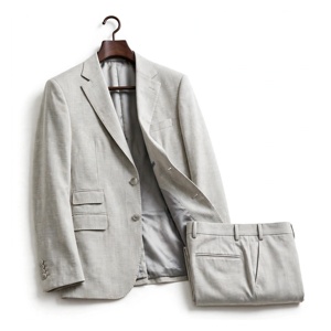 Traje de Negocios para Hombre Amkaor, Estilo Británico, Color Gris Claro, Cuello de Solapa, Transpirable, 120g, Antiarrugas, 100% Poliéster - Product Image 4