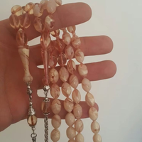 Chapelet religieux Tasbih Faturan, artisanat artistique original, traditionnel, 100% résine, haute qualité, fait main, émaillé, 45 perles, turquoise