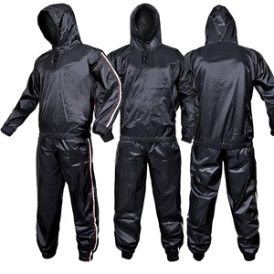 Combinaison de sauna noire à capuche pour homme, en polyester, avec cordon de serrage à la taille, pour toutes les saisons, vêtements de fitness - Product Image 5