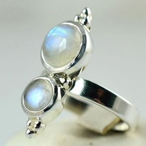 Rainbow Moonstone <b>Ring</b> 925 Sterling <b>Silver</b> Handmade <b>Statement</b> Promise <b>Ring</b> for Women Boho Round June Birthstone Jewelry - Product Image 3
