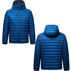 Veste matelassée à capuche pour homme, rembourrée de duvet, coupe-vent, fermeture éclair, vêtements d'hiver décontractés, coupe régulière, 100% polyester - Product Image 3
