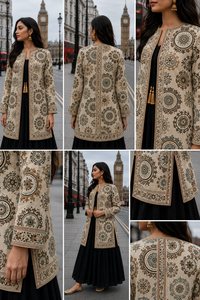 Women's Winter <b>Jacket</b> with Hand Embroidered Suzani Design <b>White</b> Fabric Bridesmaid Gift or Women's Clothing OEM ODM Bulk Sale - Product Image 3