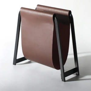 Tan Leather Magazine Holder Magazine Rack With Gold Metal <b>Frame</b> Mid Century Caramel Leatherette Mail Sorter Letter Holder Rack - Product Image 6