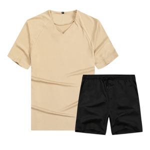 Ensemble short et haut décontracté pour homme, été, en polyester/coton écologique, imperméable et respirant, avec logo personnalisé et impression numérique – Vente en gros - Product Image 2