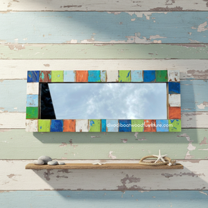 Espejo Artesanal de Madera de Barco Reciclada, Color Natural, para Decoración de Pared y Hogar, Sala de Estar o Dormitorio, Venta al por Mayor - Product Image 3