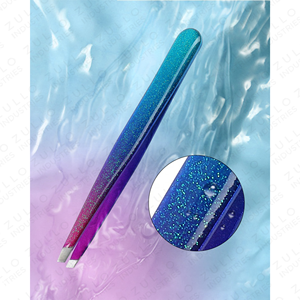 Powder Coated Eyebrow Tweezers Set Custom Color Slanted Tip Professional Beauty Grooming <b>Tools</b> Wholesale OEM - Product Image 5