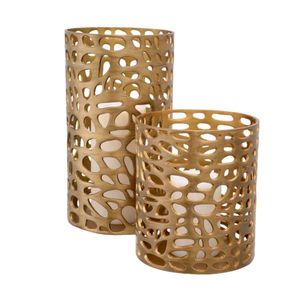 Porte-bougie en métal filigrané de style nordique moderne |   Photophore décoratif ajouré motif spirographe pour hôtels et événements - Product Image 6