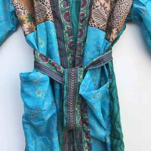 Sari de Seda Vintage para Mujer, Ropa de Dormir, Kimonos, Batas para la Playa, Kimono de Algodón con Estampado Floral para Interiores - Product Image 4