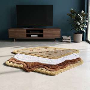 Premium Wool Hand Tufted Anti Slip Ice Cream Sandwich Dessert Shape Medium Pile Soft Decorative Accent Rug for Living Room - Product Image 5