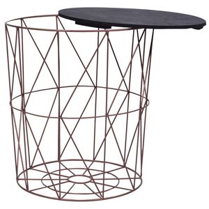 Set di 3 tavolini da caffè impilabili in rame, MDF nero e metallo - Product Image 4