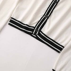 Cardigan en tricot blanc pour femme, manches longues, style preppy, boutons contrastés, longueur normale, toutes saisons - Product Image 4