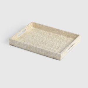 Rectangular Mother of Pearl Serving Tray Nacre Wood <b>Lap</b> Ottoman Tray Coffee <b>Table</b>, Luxury Decorative Handmade Eating Platters - Product Image 6