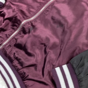 Chaqueta Bomber Varsity de Satén Morado para Invierno, Talla Grande, con Cierre Frontal de Cremallera, Mangas Raglán, Transpirable, para Exteriores - Product Image 5