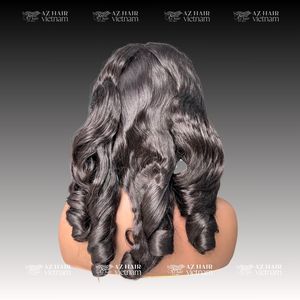 Perruques en cheveux vietnamiens naturels à boucles rebondissantes, avec closure 5x5, lace front moyenne, lace HD, sans colle, style cheveux ondulés - Product Image 6