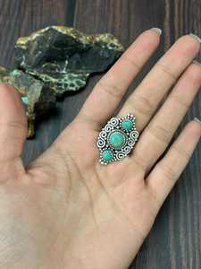 Handcrafted Kingman Turquoise <b>Adjustable</b> Sterling Silver Band Natural Southwestern Artisan Jewelry - Product Image 4