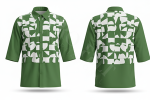 Chemise personnalisée à motif damier imprimé, manches courtes, boutonnée, tendance, confortable et élégante, coupe longue - Product Image 4