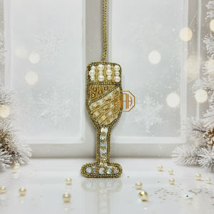 Beaded Cocktail Glass Hanging Ornament Handmade Sequined Christmas Tree Decoration Festival Charm - Product Image 5