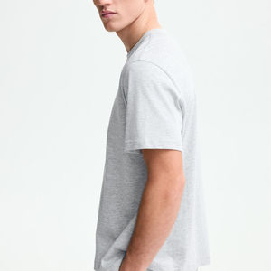 T-shirt décontracté surdimensionné à col rond et manches courtes pour homme, gris chiné, motif jersey, 100 % coton, délavage acide, respirant, imprimé lettres - Product Image 4