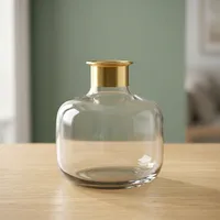 Botol Dekoratif Kaca dengan Tutup Emas, Botol Dekoratif Modern untuk Meja Bar Rumah, Meja Makan, dan Dekorasi Interior Rumah