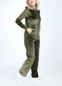 Conjunto de chándal de terciopelo con pedrería para mujer, sudadera con capucha corta de terciopelo personalizada con cremallera, pantalón deportivo, conjunto de dos piezas, ropa deportiva para mujer - Product Image 5