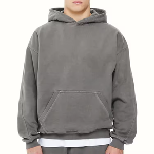Sudadera con Capucha Extra Grande para Hombre, de Alta Calidad, 100% Algodón, con Logotipo Personalizado en la Parte Delantera, Lavado Ácido, con Tejido de Felpa Francesa Gruesa - Product Image 3