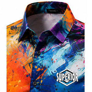 Camisa tropical estampada premium para hombre con tela ligera y transpirable, estilo casual con botones para vacaciones de verano y playa - Product Image 3