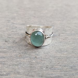 Oval Aquamarine <b>Ring</b> Sterling Silver Band Simple <b>Ring</b> March Birthstone Minimalist Jewelry Wholesale Supplier - Product Image 1