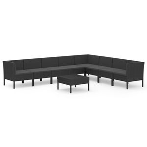 Conjunto de Muebles de Jardín de Ratán PE Negro con Acero con Recubrimiento en Polvo y Poliéster, Muebles de Exterior Duraderos - Product Image 2