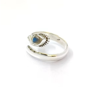 Handcrafted Adjustable <b>Labradorite</b> Gemstone <b>Ring</b> 925 Silver 3.5 Grams - Minimalist Unisex Trendy Gift Jewelry - Product Image 2