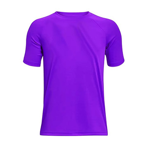 T-shirt décontracté pour homme, bleu uni, à séchage rapide, manches courtes, coupe classique, col rond, en polyester, idéal pour l'été – Vente en gros - Product Image 3
