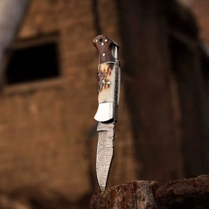 Cuchillo de Caza de Alta Calidad, Cuchillo Plegable para Camping con Mecanismo de Bloqueo Trasero, Cuchillo de Bolsillo de Acero de Damasco en Stock - Product Image 5