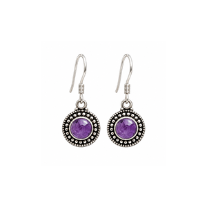 Pendientes Colgantes de Plata de Ley 925 con Amatista Natural de 6 mm para Mujer, Modernos y Elegantes - Product Image 1