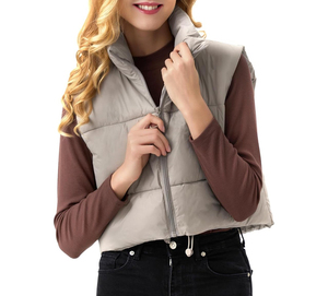 Chaleco Acolchado con Capucha para Mujer, Chaleco sin Mangas, Nuevos Diseños de Chalecos Acolchados para Mujer, Chaleco Largo de Color Sólido sin Mangas - Product Image 1