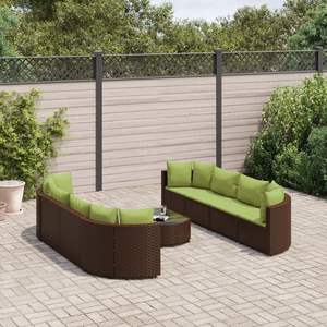 Ensemble de 8 canapés de patio brun et vert pour la décoration du jardin - Product Image 1