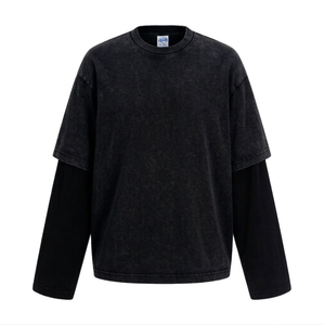 Ensemble de t-shirts boxy pour homme sur mesure 270 g/m², 100 % coton, manches longues, deux pièces, style formel, motif à motifs, qualité supérieure - Product Image 5