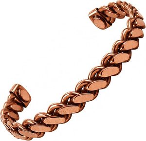 Bracelet magnétique ajustable en cuivre durable, chaîne minimaliste géométrique ouverte, en promotion - Product Image 1