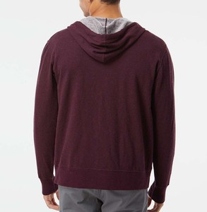 เสื้อฮู้ดซิปผู้ชาย สีแดงเลือดหมู ทรงปกติ ผ้าฝ้ายเฟรนช์เทอร์รี่ สีพื้น สวมใส่สบาย เหมาะสำหรับฤดูใบไม้ร่วง - Product Image 5