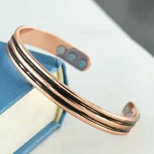 Brazalete Vintage de Aleación de Cobre con Baño de Cobre Antiguo, Diseño Geométrico de Espiga de Trigo, Ajustable, Unisex, Hecho a Mano Global - Product Image 4