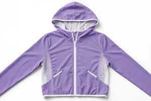 Conjunto Deportivo de 2 Piezas para Mujer, Color Morado, con Capucha, Impermeable, de Forro Polar, Chaqueta Corta con Cierre y Pantalones Deportivos de Malla - Product Image 3