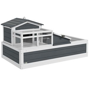 Terrario per Tartarughe a 2 Piani in Legno Grigio per Interni/Esterni con Balcone e Dimensioni 44x25.5x23 Pollici - Product Image 1