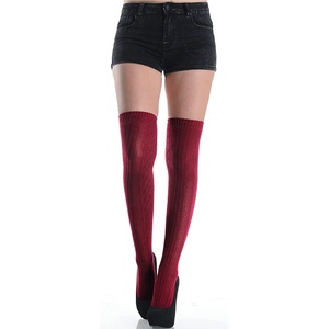 Knee Thigh High <b>Socks</b> High Knee <b>Socks</b> Wholesale Custom <b>Women</b> Over The Knee Solid Colors Cotton Young Long <b>Women</b> Thigh High <b>Socks</b> - Product Image 3