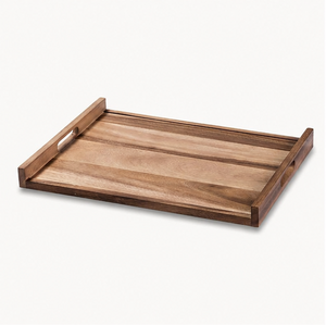 Bandeja Rectangular Ecológica de Madera de Acacia con Asas Recortadas para Servir el Desayuno en la Cama, Mesa de Centro y Uso Decorativo en Otomanas - Product Image 3