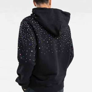 OEM Customized High Quality Men's Acid-washed Rhinestone Hoodie Clothing Manufacturer Men's Full <b>Zip</b> up Hoodie - Product Image 3
