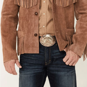 Men Genuine Leather with Pattern <b>Western</b> Style Turtleneck Cowboy Shirt <b>Jacket</b> Custom Color - Product Image 5