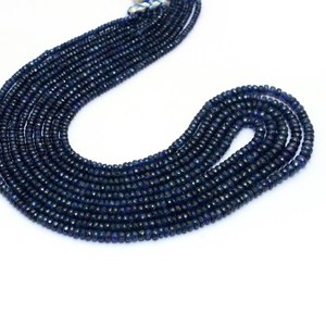 Cuentas facetadas de zafiro AAA+ de 3mm-5mm, cuentas de zafiro azul natural de Birmania, piedras preciosas de zafiro Pylin, collar de joyería en capas. - Product Image 2