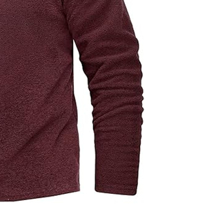 Pull sport décontracté pour homme en molleton 100 % coton, tricoté, respirant, à manches longues, col montant, avec fermeture éclair mi-longue ou quart de zip - Product Image 2